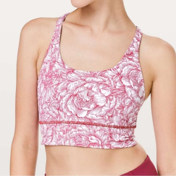 LULULEMON Mind Over Miles Bra Floral Bloom Star Ruby Size 8 - Picture 2 of 7